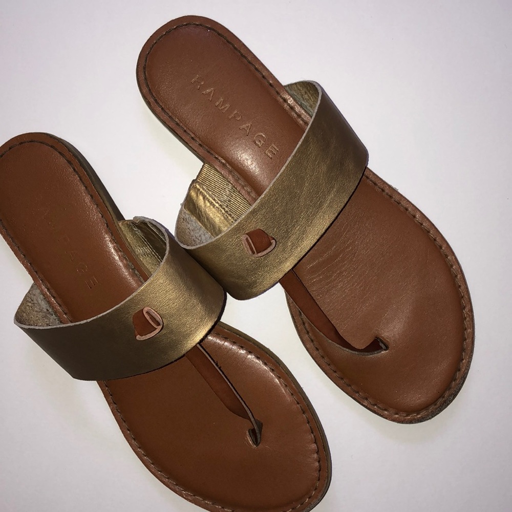 3/$25 Gold & Tan Rampage Sandals 7.5